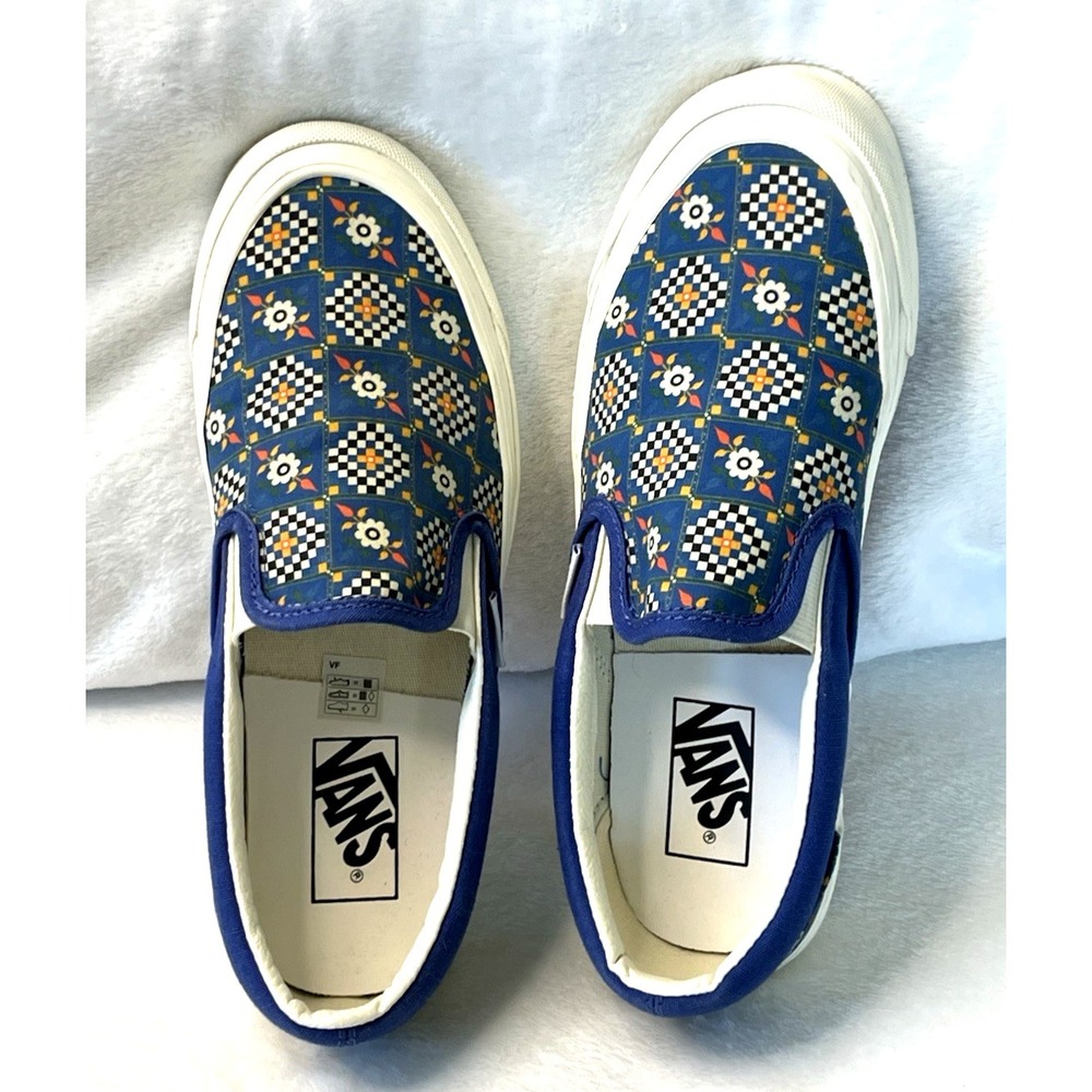 Vans Womens 8.5 Mens 7 Low Canvas  Anaheim Tile Checkerboard Slip-on Skate Shoes - Picture 2 of 8